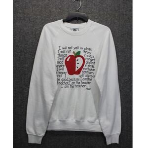 Vintage Lee 90’s Teacher sweatshirt Large White Made In USA Cotton Blend